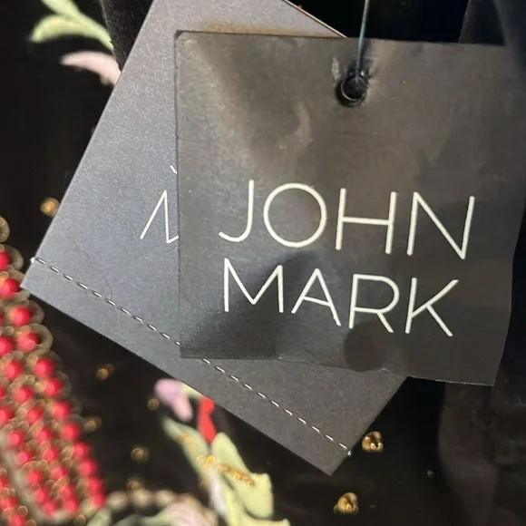 John Mark Black Velvet Jacket with Floral Embroidery. Size L. NWT - Picture 9 of 14